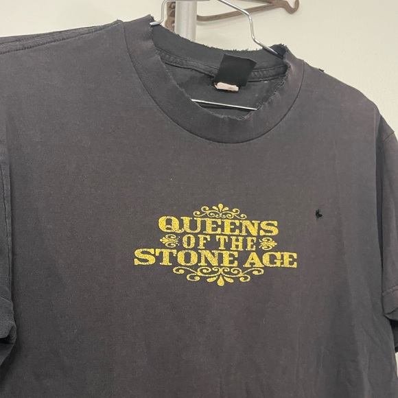 VTG Giant tag distressed black Queens of the Stone Age graphic band tee sz M - Picture 2 of 12